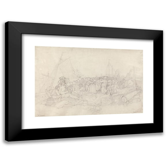 Joshua Cristall 14x11 Black Modern Framed Museum Art Print Titled - Dover Pier (1807)