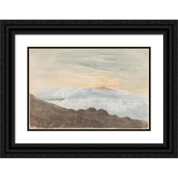 Joshua Cristall 18x13 Black Ornate Wood Framed Double Matted Museum Art Print Titled - Mountainous Landscape with Clouds (ca. 1803)