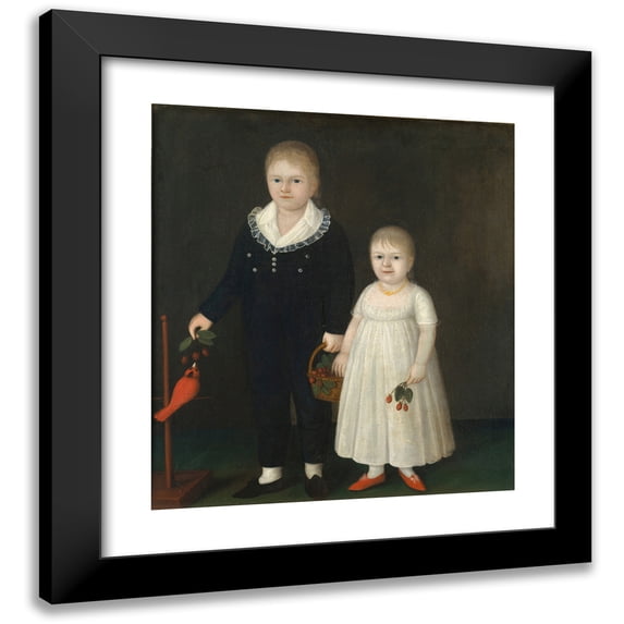 Joshua Johnson 20x22 Black Modern Framed Museum Art Print Titled - Edward and Sarah Rutter (ca. 1805)