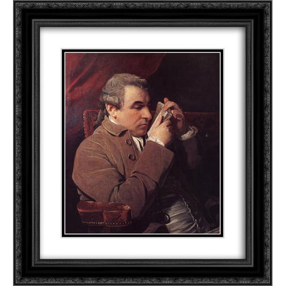 Joshua Reynolds 2x Matted 20x24 Black Ornate Framed Art Print 'Portrait of Joseph Baretti'