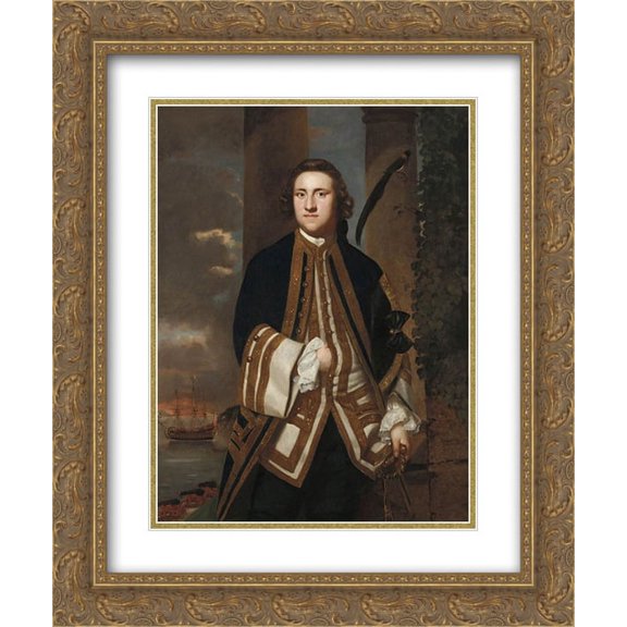Joshua Reynolds 2x Matted 20x24 Gold Ornate Framed Art Print 'Captain the Honourable George Edgcumbe'