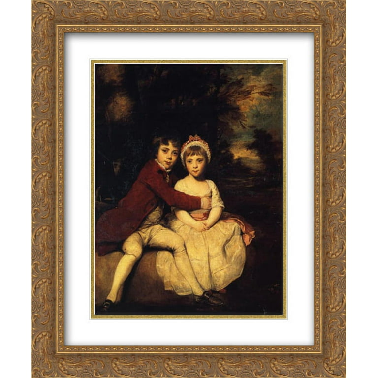 Joshua Reynolds 2x Matted 20x24 Gold Ornate Framed Art Print 'John Parker  and his Sister Theresa