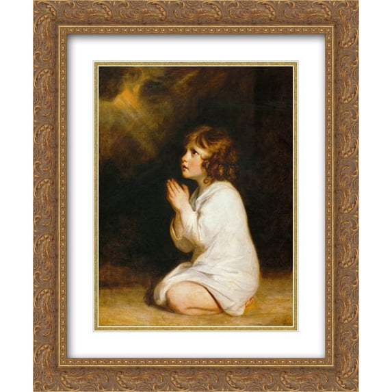 Joshua Reynolds 2x Matted 20x24 Gold Ornate Framed Art Print 'The Infant Samuel'