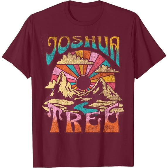 Joshua Tree California Nature Hiking Mountains Outdoors Unisex T-Shirt for Men Women Kids Toddler,Maroon Color,Size 5XL
