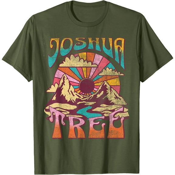 Joshua Tree California Nature Hiking Mountains Outdoors Unisex T-Shirt for Men Women Kids Toddler,Military Green Color,Size YXS