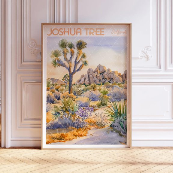 Joshua Tree California Usa Pastel Travel Unframed Paper Print