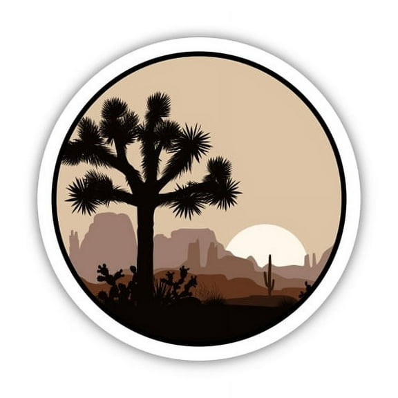 Joshua Tree Desert Sunset - 3" Vinyl Sticker - For Car Laptop I-Pad Phone Helmet Hard Hat - Waterproof Decal