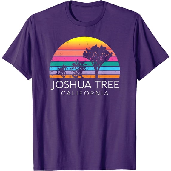 Joshua Tree Desert Vintage Retro Outdoors Camping California Unisex T-Shirt for Men Women Kids Toddler,Purple Color,Size 4XL
