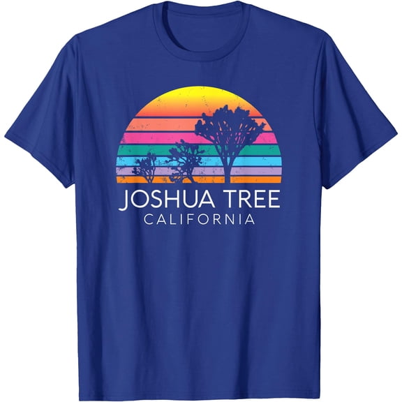 Joshua Tree Desert Vintage Retro Outdoors Camping California Unisex T-Shirt for Men Women Kids Toddler,Royal Blue Color,Size YXL