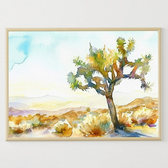 Joshua Tree National Park Art Poster Southwest Landscape Desert Wall Art, Stretched Canvas Size 12x18