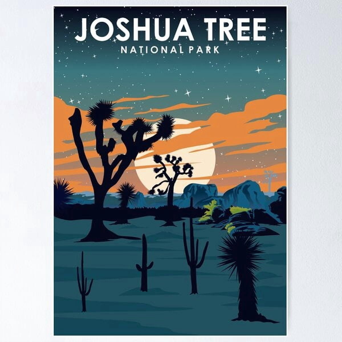 Joshua Tree National Park At Night Vintage Minimal Travel Poster Home ...