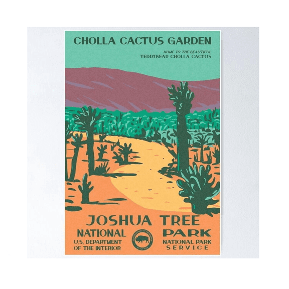 Joshua Tree National Park Cholla Cactus Garden Vintage Wpa Poster
