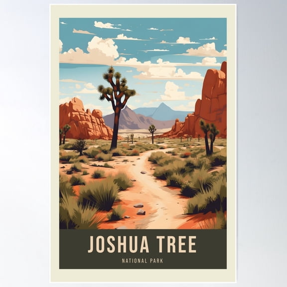 Joshua Tree National Park Mid Century Modern Art Poster Wall Art, Modern Wall Decor For Living Room Bedroom, 8x12 UNFRAMED