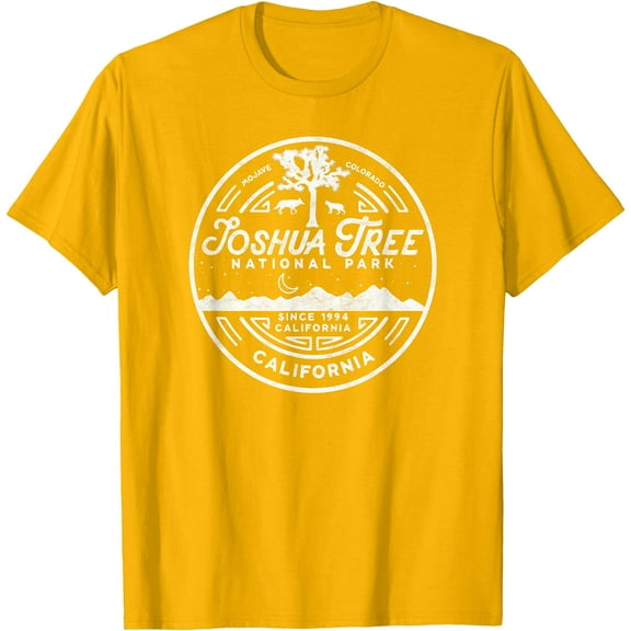 Joshua Tree National Park Minimalist Vintage Seal Unisex T-Shirt for Men Women Kids Toddler,Gold Color,Size L