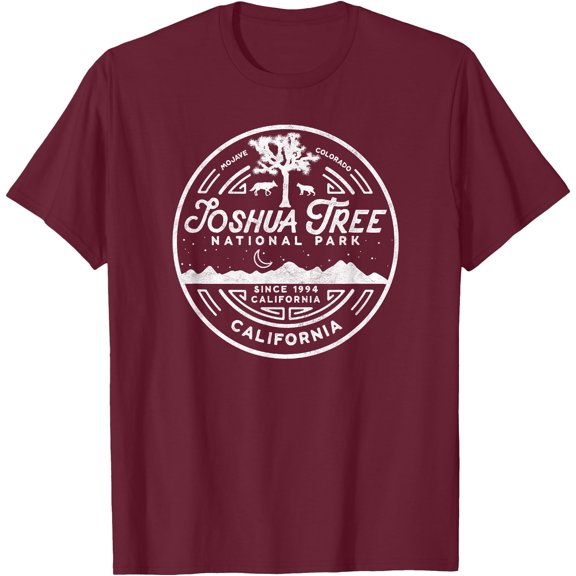Joshua Tree National Park Minimalist Vintage Seal Unisex T-Shirt for Men Women Kids Toddler,Maroon Color,Size M