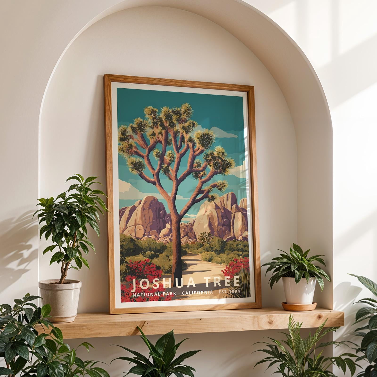 Joshua Tree National Park Poster Modern Retro Travel Wall Art Hiking ...