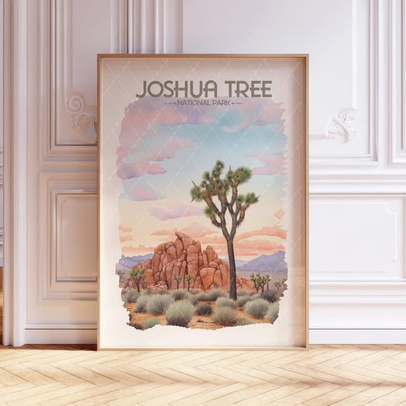Joshua Tree National Park Soft Pastel Landscape Travel Unframed Paper Print