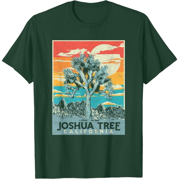 Joshua Tree National Park Vintage Artistic Graphic Design Unisex T-Shirt for Men Women Kids Toddler,Forest Green Color,Size M