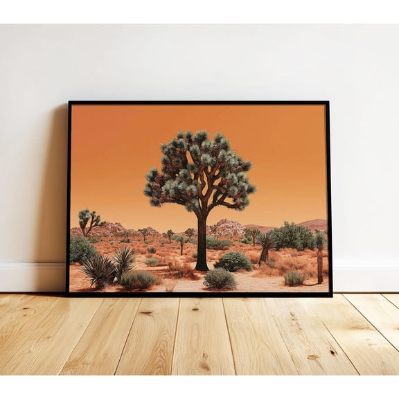 Joshua Tree Wall Art California Desert Scenic Landscape Retro Poster Southwest Nature Lover Print Mojave Desert Southwestern Horizontal Art , Poster Print Only
