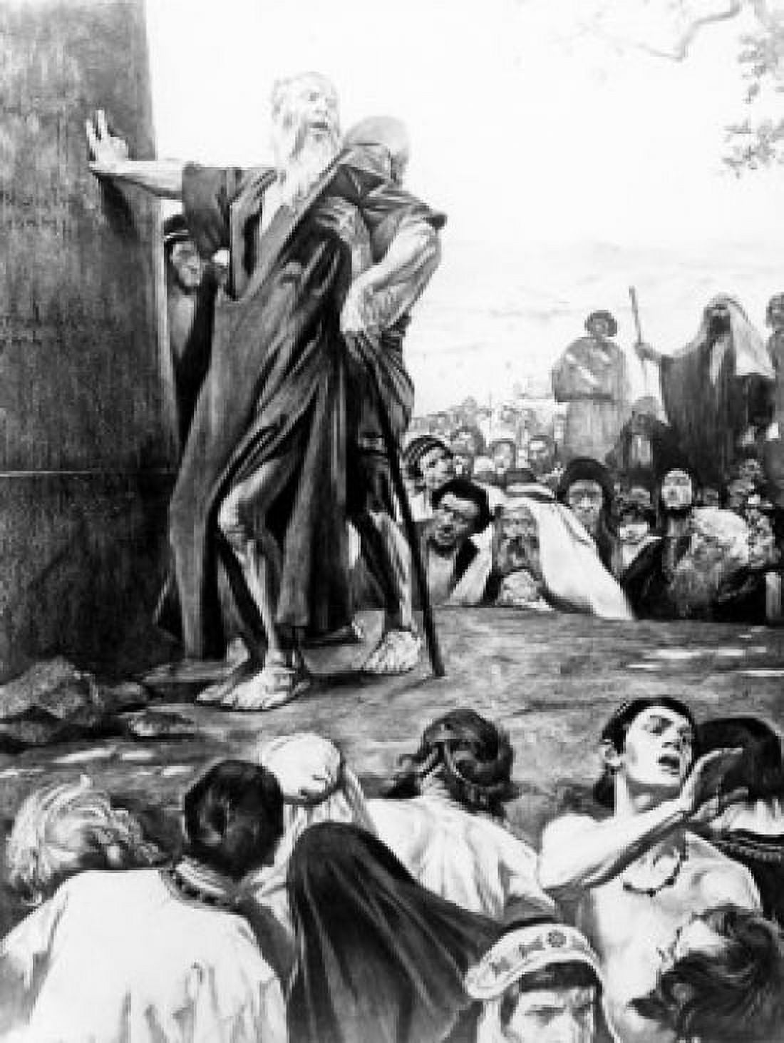 Joshua and the Stone by Arthur Kampf engraving 1864-1950 Canvas Art - Arthur Kampf (24 x 36)