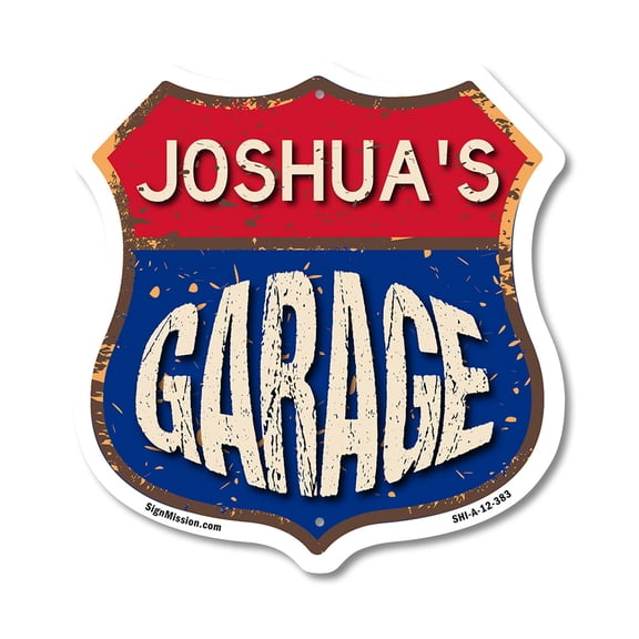 Joshua's Garage 12 inch X 12 inch Shield-Shaped Rust-Free Aluminum Metal Sign Weather Resistant, UV Protected To last, Gift for Dads and Uncles Classic Americana Crafted in the USA