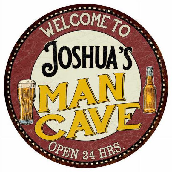 Joshua's Man Cave 14" Round Metal Sign Kitchen Bar Wall Decor 100140035308