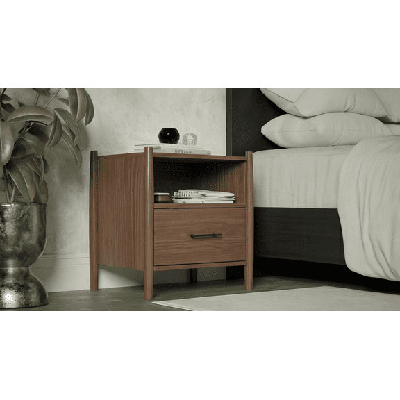 Josiah Solid Wodd 1 Drawer Nightstand Brown - for Adults and Teens