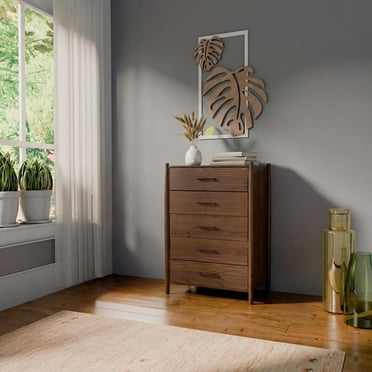 Josiah Solid Wood 5 Drawers Chest Brown - for Adults and Teens