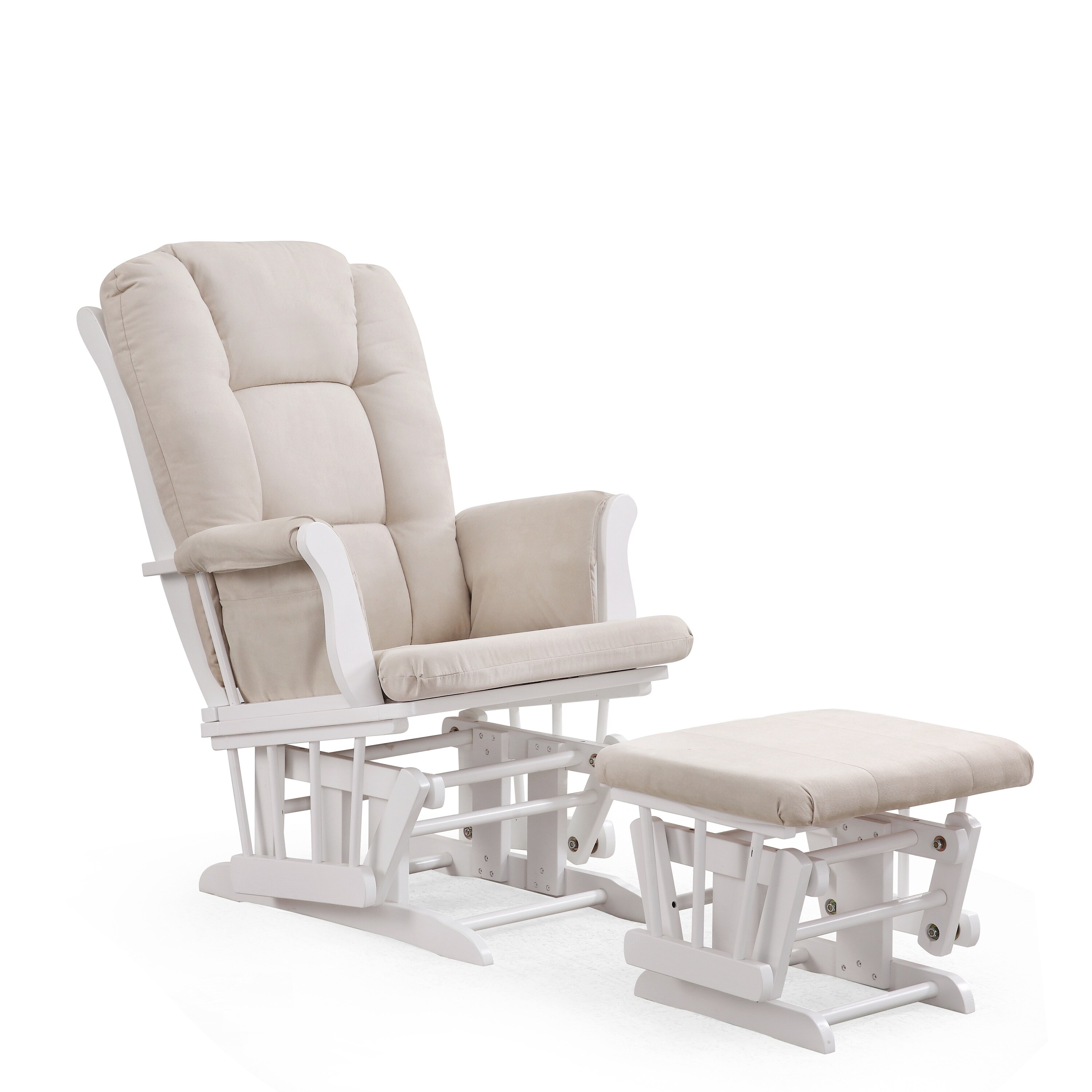 Josiah Glider with Ottoman White/Beige