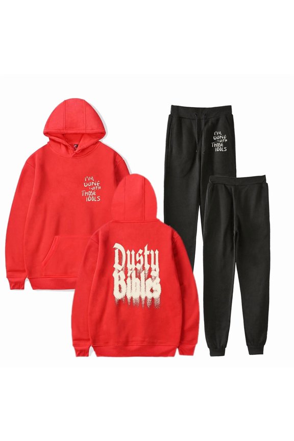 Josiah Queen Dusty Bibles Men/Women Fall Suit Hoodies Sportswear Hooded Ankle Banded Pant Two Piece Set
