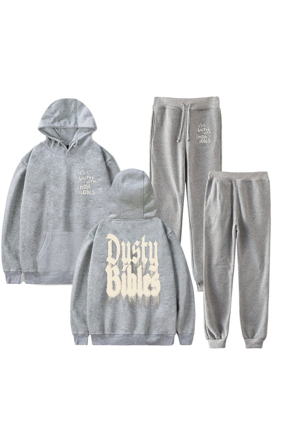 Josiah Queen Dusty Bibles Men/Women Fall Suit Hoodies Sportswear Hooded Ankle Banded Pant Two Piece Set