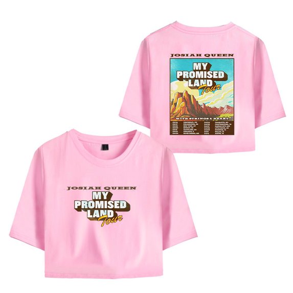 Josiah Queen Merch My Promised Land Tour Merch T-Shirt For Women&Girls Midriff Short Sleeve Summer Clothing Vest Tee