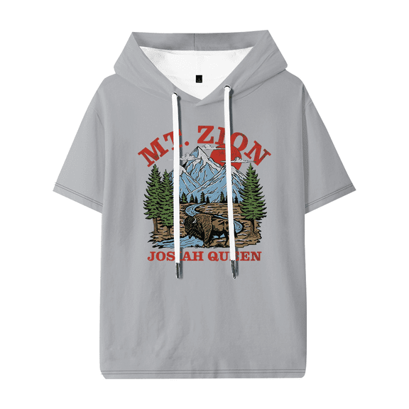 Josiah Queen Mt. Zion Hooded T-shirt Unisex Short Sleeve Tee Casual Trendy Tops