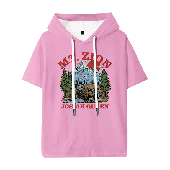 Josiah Queen Mt. Zion Hooded T-shirt Unisex Short Sleeve Tee Casual Trendy Tops