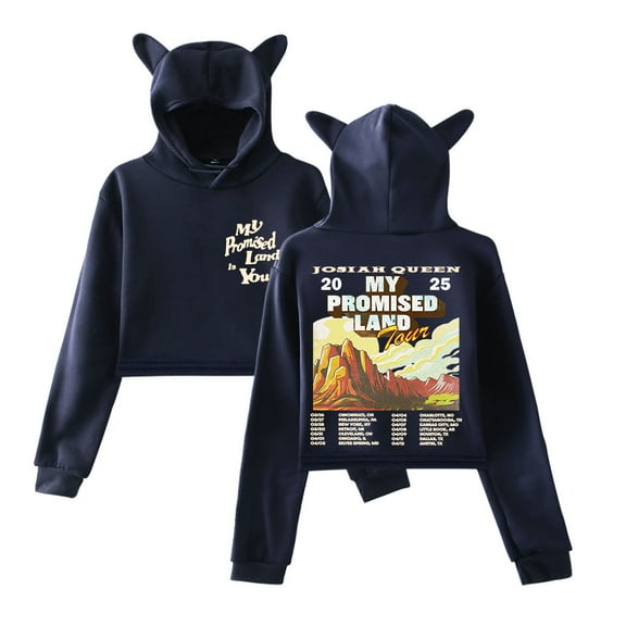 Josiah Queen My Promised Land Tour 2025 Merch Pullover Female Cat Ears Hoodie Long Sleeve Tee