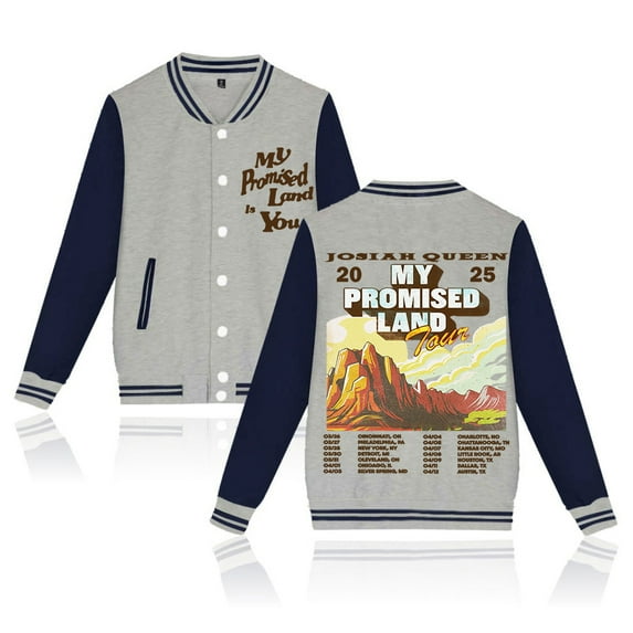 Josiah Queen My Promised Land Tour 2025 Merch Varsity Jacket Unisex Fashion Long Sleeve Sweatshirts