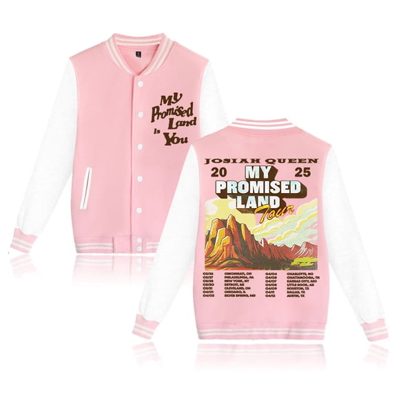 Josiah Queen My Promised Land Tour 2025 Merch Varsity Jacket Unisex Fashion Long Sleeve Sweatshirts