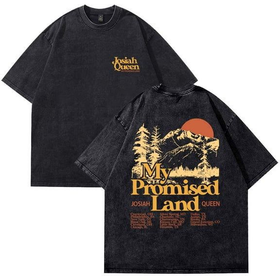Josiah Queen My Promised Land Tour 2025 T-Shirt Vintage Wash Tee Women Men Short Sleeve Crewneck Tee