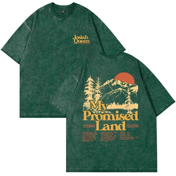 Josiah Queen My Promised Land Tour 2025 T-Shirt Vintage Wash Tee Women Men Short Sleeve Crewneck Tee