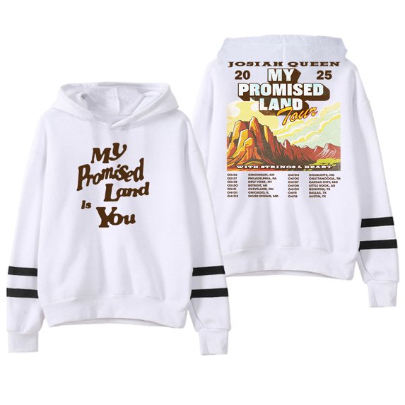 Josiah Queen My Promised Land Tour Hoodie Pocketless Parallel Bars Sleeve Streetwear Women Men Sweatshirt