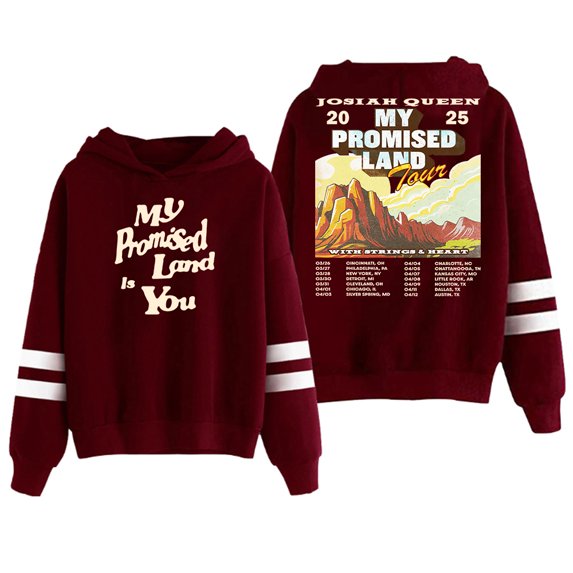 Josiah Queen My Promised Land Tour Hoodie Pocketless Parallel Bars Sleeve Streetwear Women Men Sweatshirt