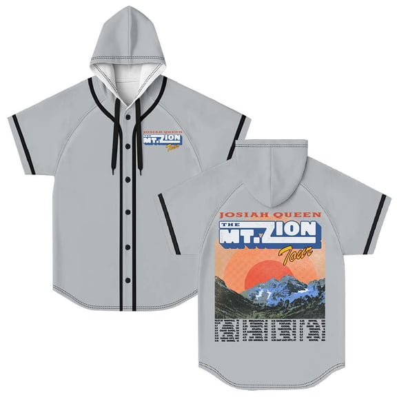 Josiah Queen The Mt. Zion Tour Merch Hooded Baseball Jersey Short Sleeve Shirt Women Men Crewneck Tee