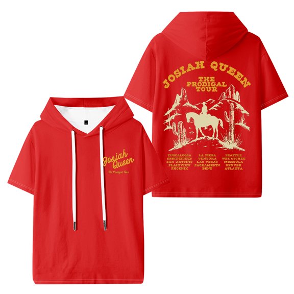 Josiah Queen The Prodigal Tour Hooded Tshirt Hip Hop Short Sleeve Fashion Hoody Tee