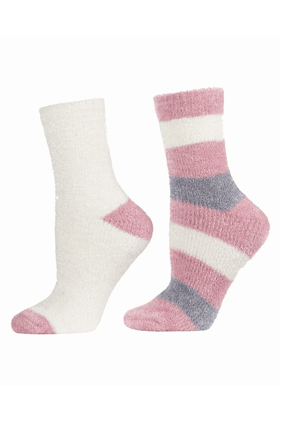 Josie Natori Chenille Crew Socks, 2 pack
