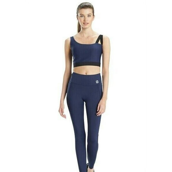 Josie Natori Womens Solstice Asymmetrical Cropped Top Navy blue Size XS MSRP $52