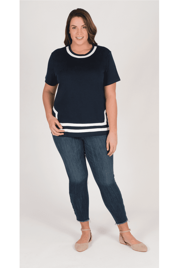 Josie Short Sleeve Top with Trim