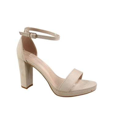 Josina-66 Women's Open Toe Ankle Strap Buckle Platform Chunky High Heels Sandals Shoes ( Nude, 6)