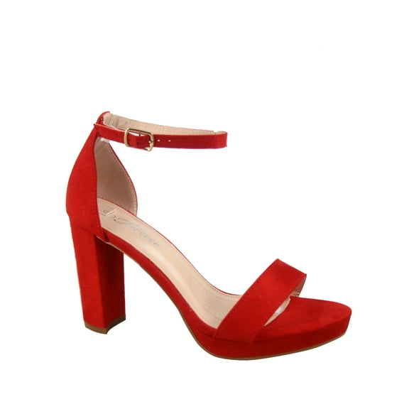 Josina-66 Women's Open Toe Ankle Strap Buckle Platform Chunky High Heels Sandals Shoes ( Red, 8)