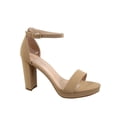 thumbnail image 1 of Josina-66 Women's Open Toe Ankle Strap Buckle Platform Chunky High Heels Sandals Shoes ( Taupe, 6), 1 of 2