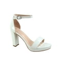 thumbnail image 1 of Josina-66 Women's Open Toe Ankle Strap Buckle Platform Chunky High Heels Sandals Shoes ( White, 6.5), 1 of 2